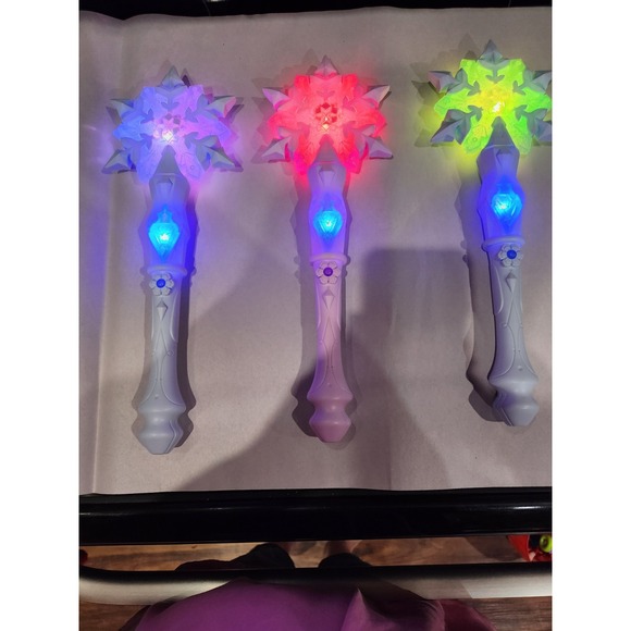 Disney Other - (3) Frozen Light Up Snowflake Wands, 13", 2 -Blue, 1-Pink, Lights & Sounds Work!